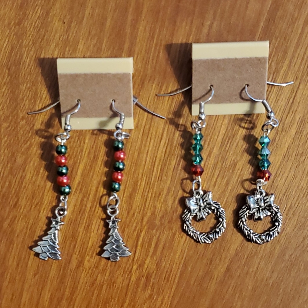 NEW 2 Pairs of Handmade Christmas Earrings Bundle